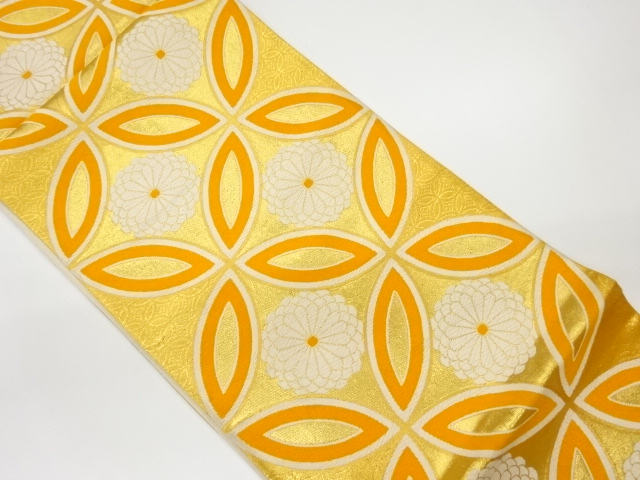 JAPANESE KIMONO / VINTAGE FUKURO OBI / WOVEN KIKU & SHIPPO PATTERN